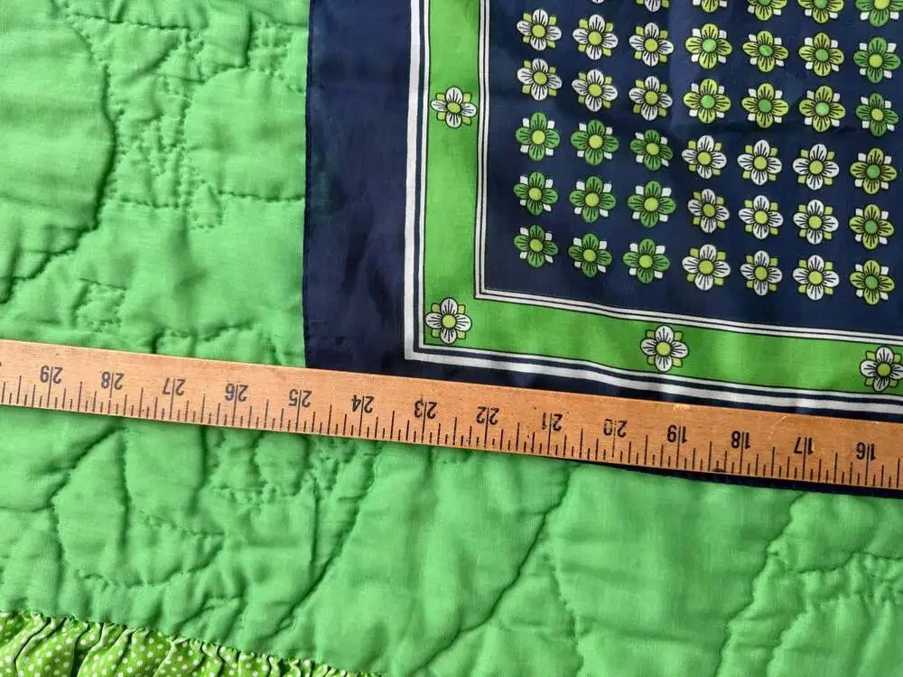 Vintage Blue and Green Floral Pattern Scarf
